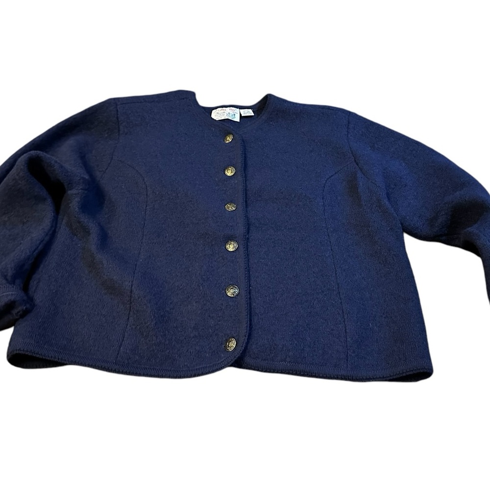 Tally Ho Women’s Boiled 100% Wool navy blue Sweater Jacket XL